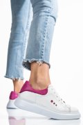 PANTOFI SPORT ALB FUCHSIA PIELE NATURALA BS77GO109
