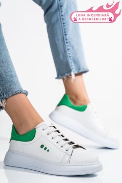 PANTOFI SPORT ALB VERDE PIELE NATURALA BS77GO109