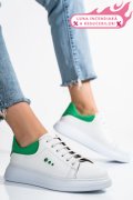 PANTOFI SPORT ALB VERDE PIELE NATURALA BS77GO109