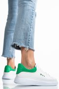 PANTOFI SPORT ALB VERDE PIELE NATURALA BS77GO109