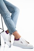 PANTOFI SPORT ALB MOV PIELE NATURALA BS77GO109