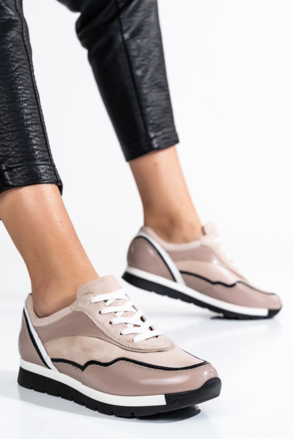 PANTOFI SPORT ROZ PIELE NATURALA LACUITA 3S7755265