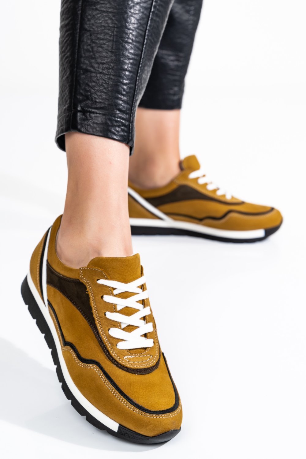 PANTOFI SPORT FEMEI PIELE NATURALA INTOARSA BEIGE 3S7755265