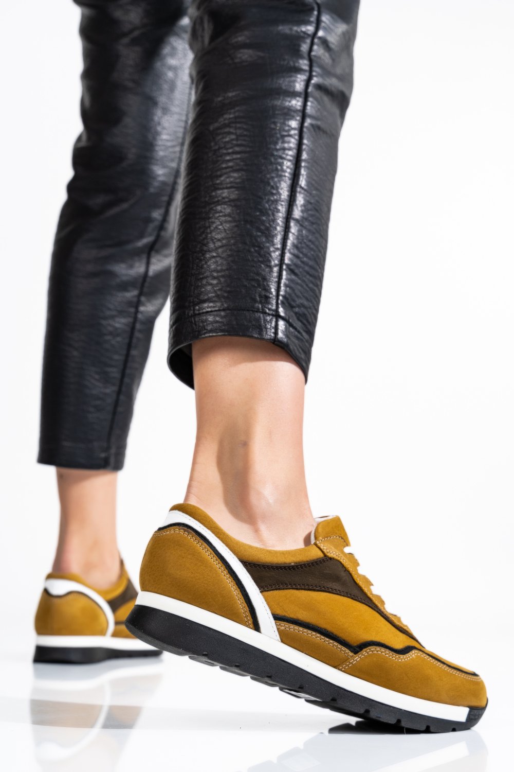 PANTOFI SPORT FEMEI PIELE NATURALA INTOARSA BEIGE 3S7755265