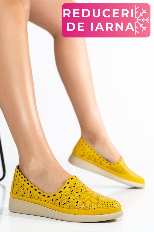 Balerini galbeni piele naturala apckb03