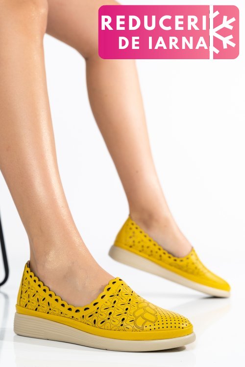 Balerini galbeni piele naturala apckb03