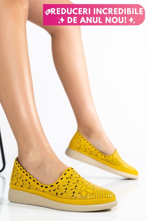 Balerini galbeni piele naturala apckb03