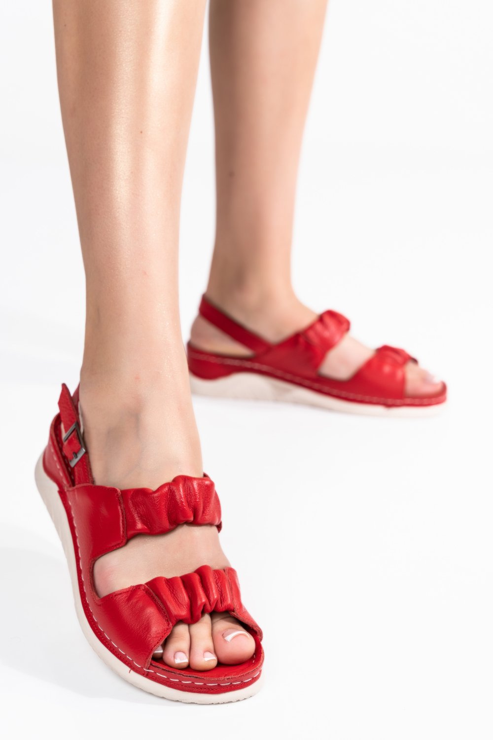 SANDALE ROSII PIELE NATURALA 1S77053
