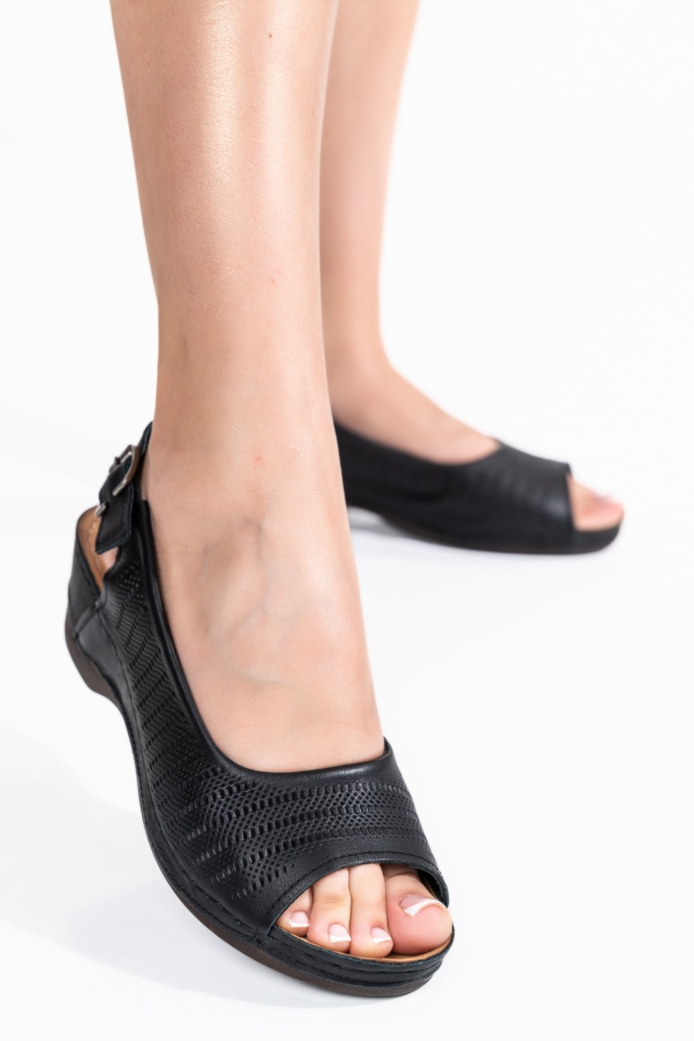 SANDALE NEGRE PIELE NATURALA 1S77310