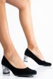 Pantofi negri toc snk piele naturala intoarsa 1pc500