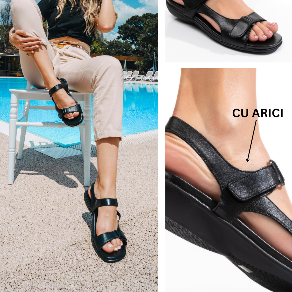 SANDALE NEGRE PIELE NATURALA 6S77874