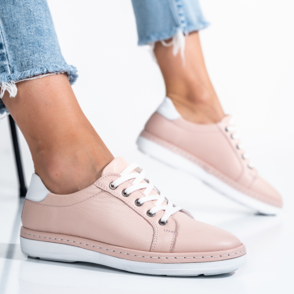 PANTOFI SPORT ROZ PIELE NATURALA ASPKD002