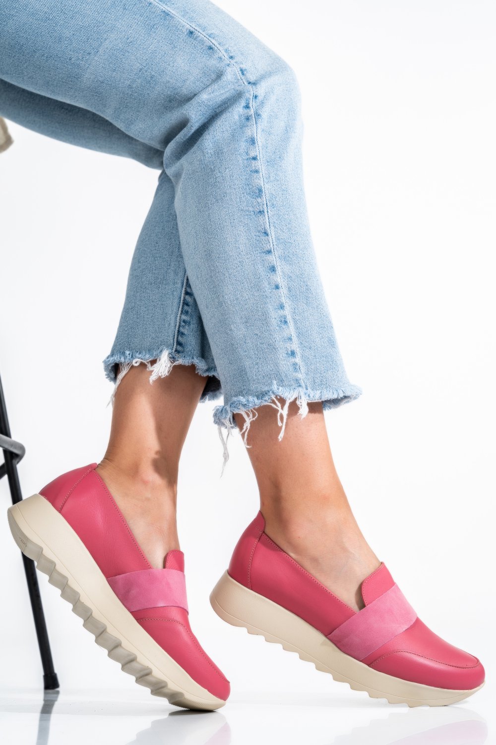 MOCASINI ROZ PIELE NATURALA 2PC022-A