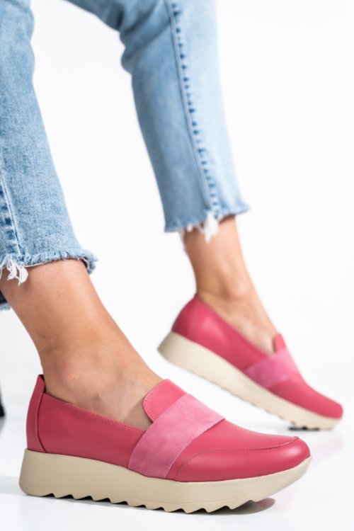 Mocasini roz piele naturala 2pc022-a