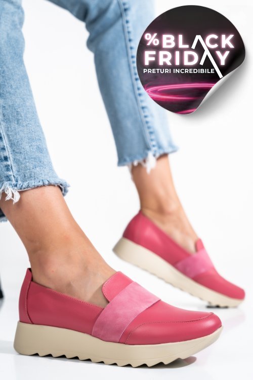 Mocasini roz piele naturala 2pc022-a
