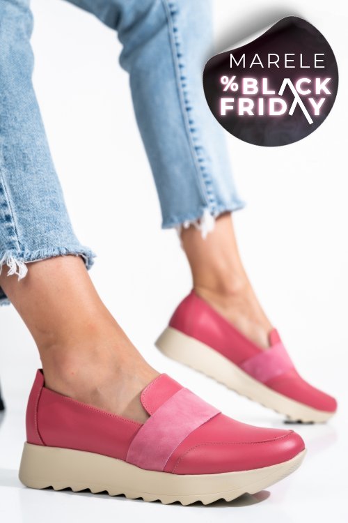 Mocasini roz piele naturala 2pc022-a