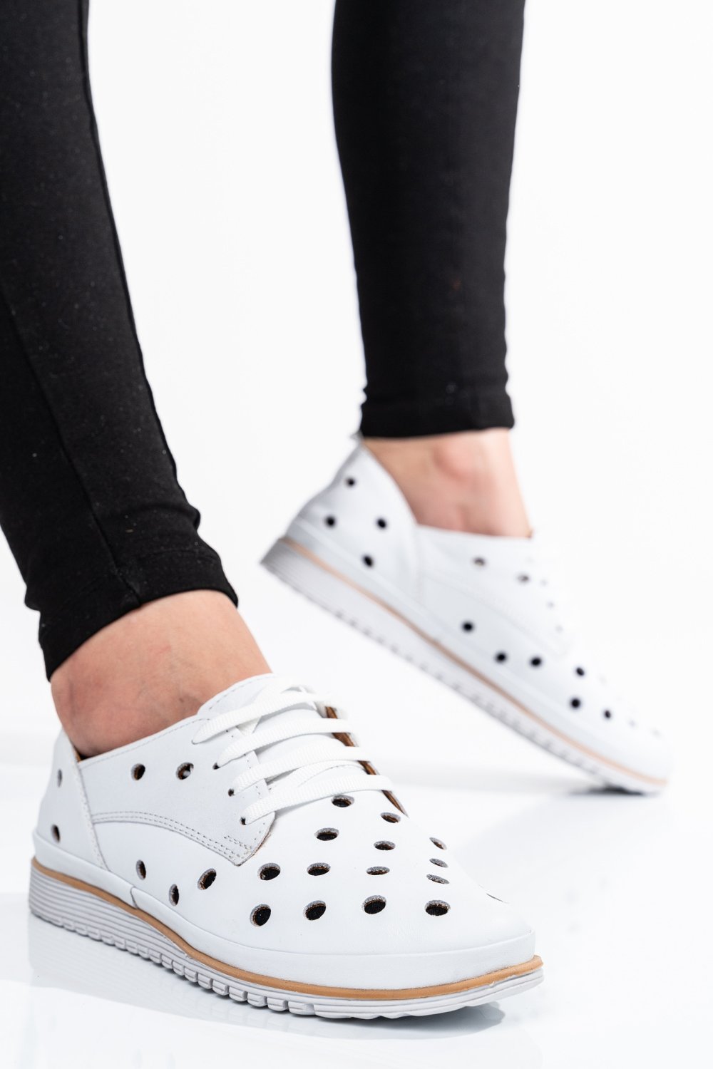 PANTOFI ALBI PIELE NATURALA 5S7764