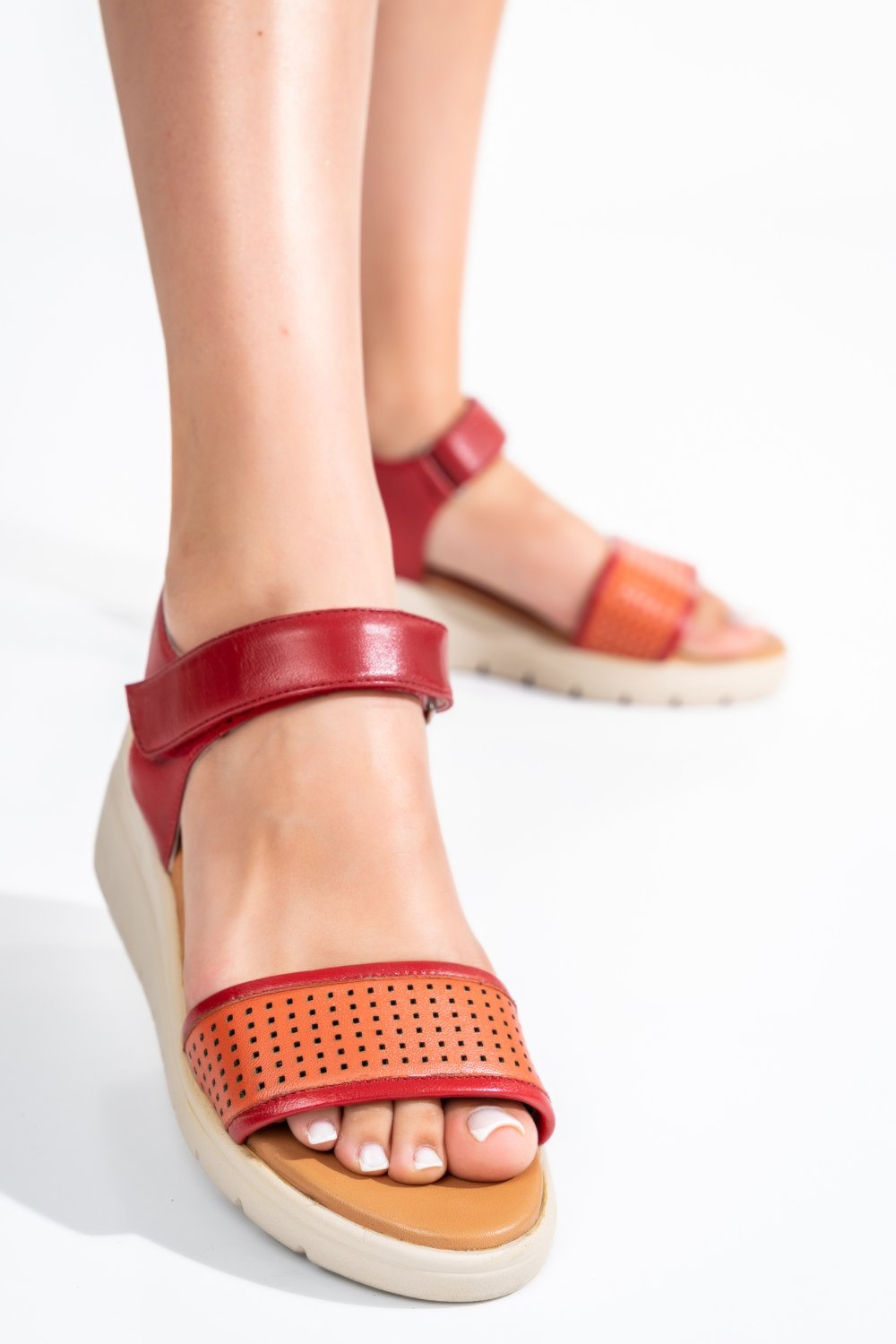 SANDALE ROSII PIELE NATURALA 2HP03E0