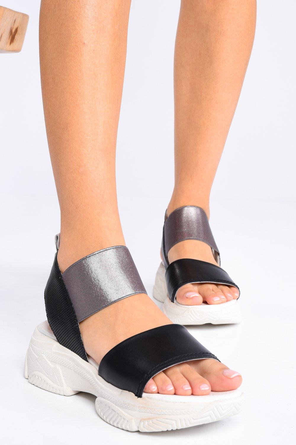 SANDALE NEGRE PIELE NATURALA 5S77726