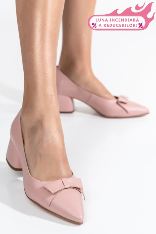 Pantofi roz piele naturala 1pc455