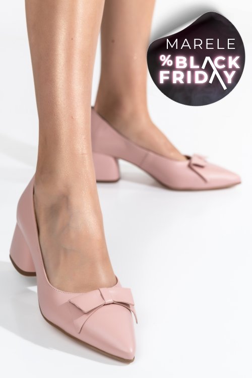 Pantofi roz piele naturala 1pc455