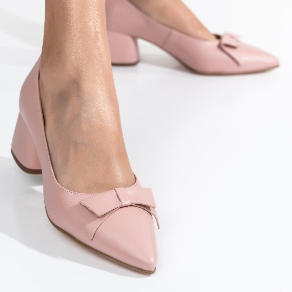 PANTOFI ROZ PIELE NATURALA 1PC455