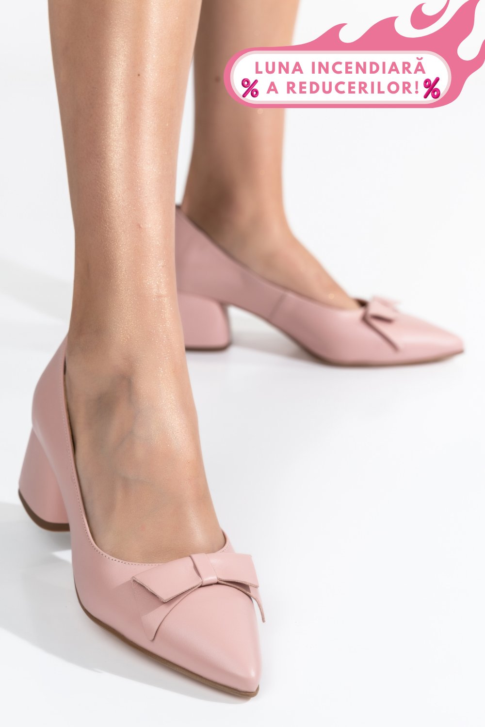 PANTOFI ROZ PIELE NATURALA 1PC455