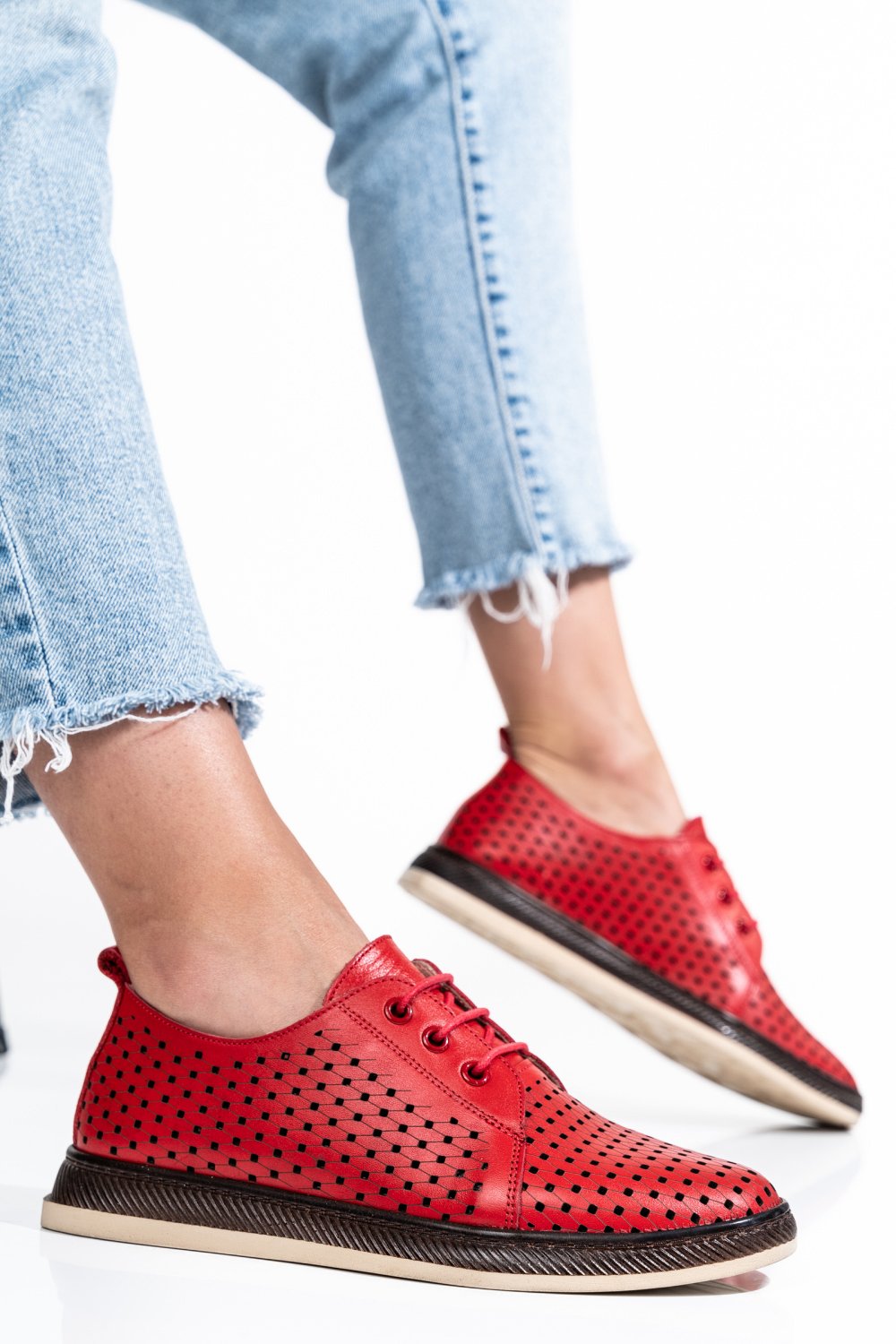 PANTOFI ROSII PIELE NATURALA APCK660