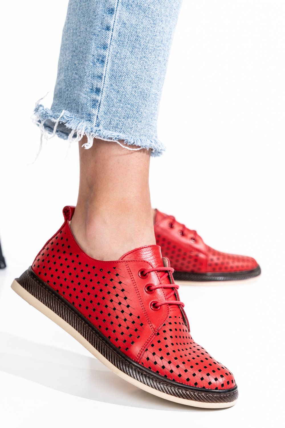 PANTOFI ROSII PIELE NATURALA APCK660