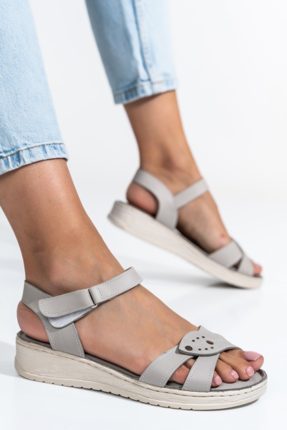 SANDALE BEJ PIELE NATURALA SPCK-004