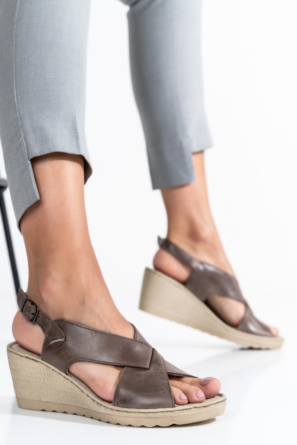 SANDALE TAUPE PIELE NATURALA 2153725