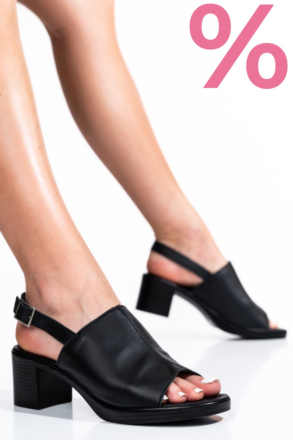 SANDALE NEGRE PIELE NATURALA MS77ARIELLA