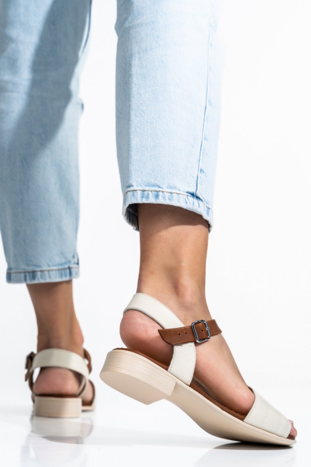 SANDALE BEJ MARO PIELE NATURALA 5S7750