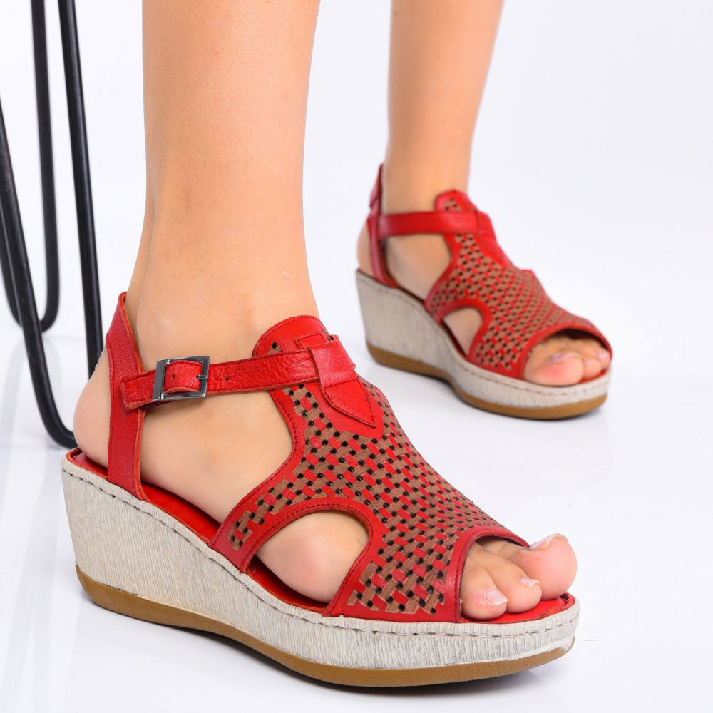 SANDALE ROSII PIELE NATURALA 1S77042