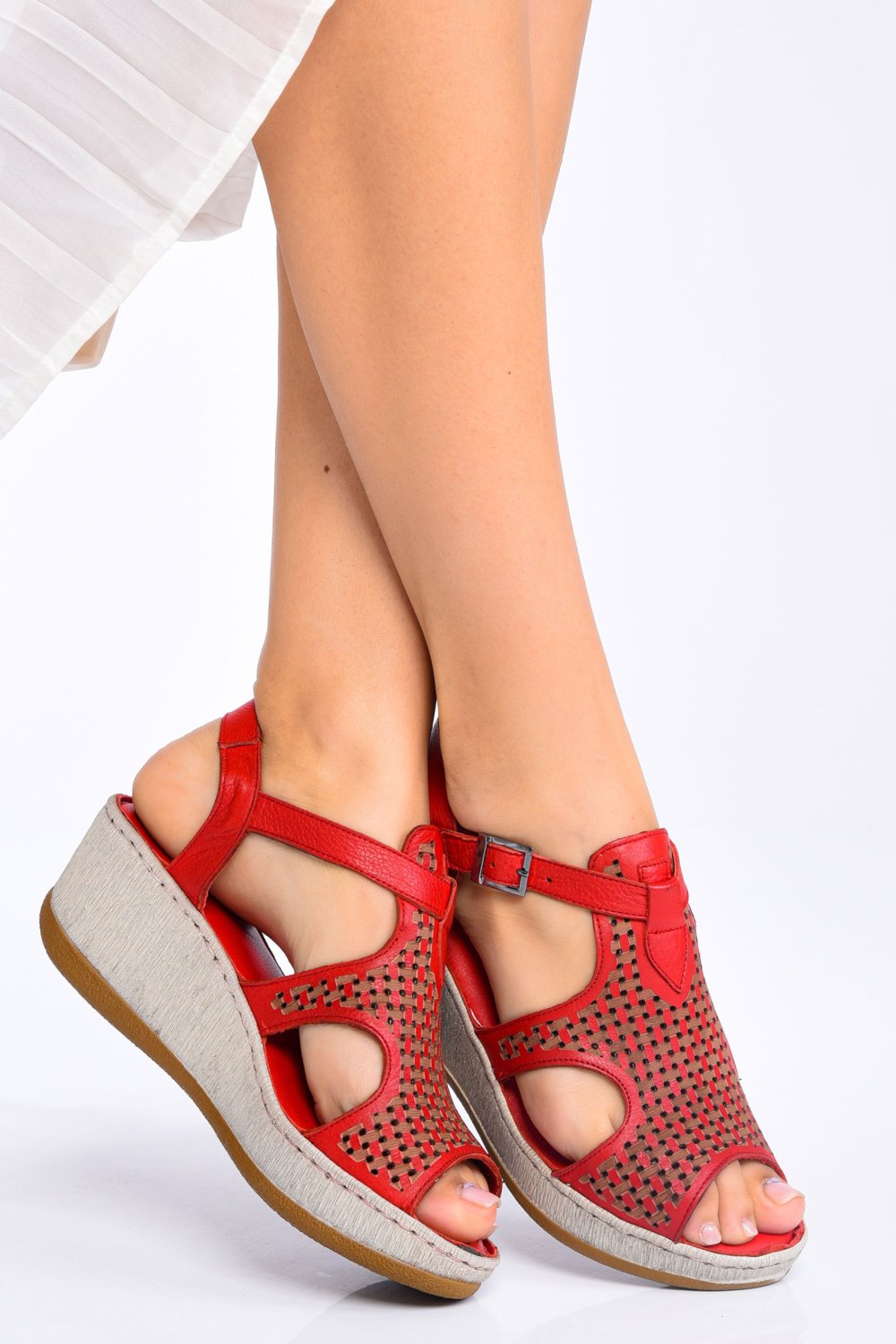SANDALE ROSII PIELE NATURALA 1S77042