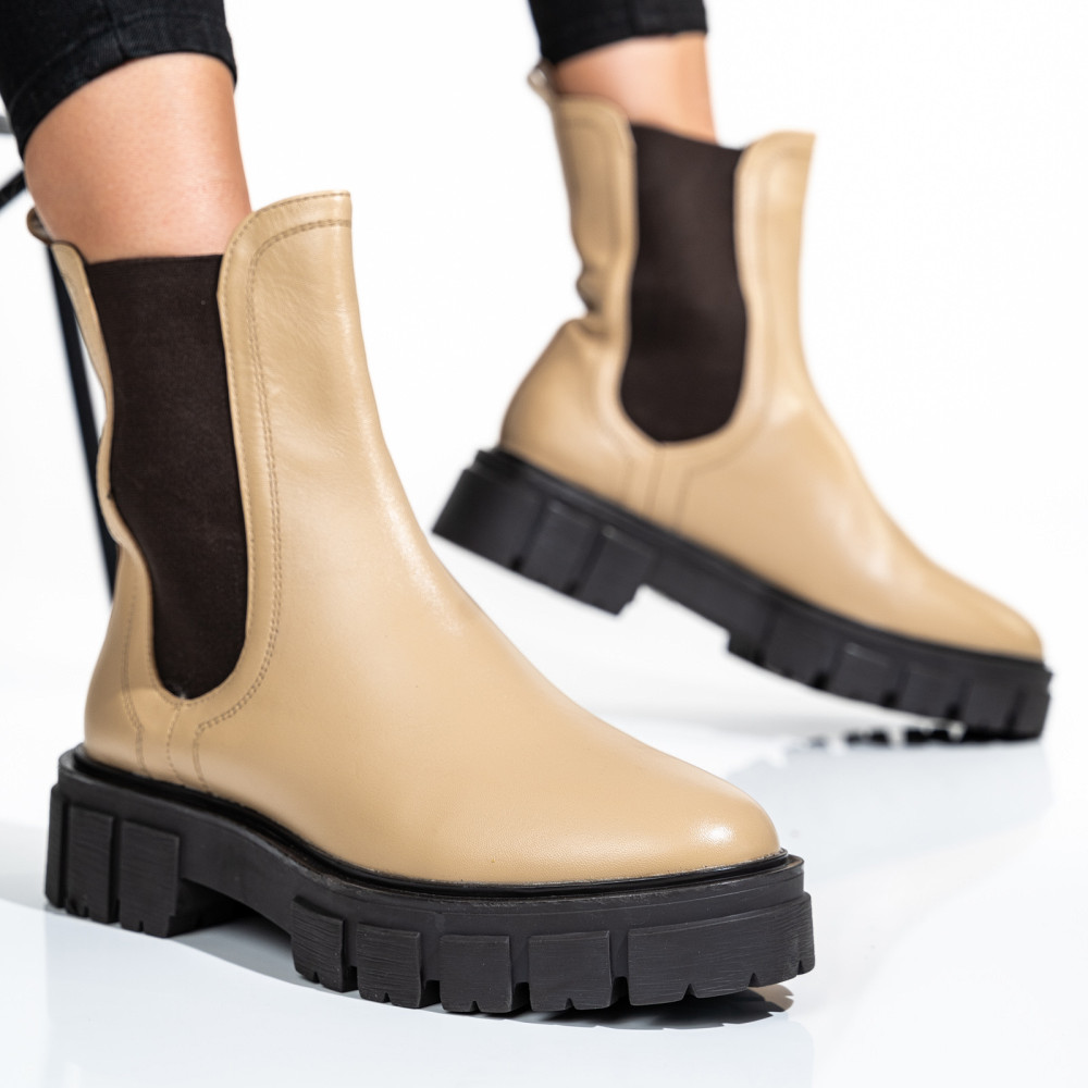 GHETE DAMA DE IARNA PIELE NATURALA BEJ 8S77568
