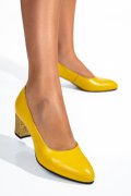 PANTOFI GALBENI TOC SNK PIELE NATURALA 1PC507