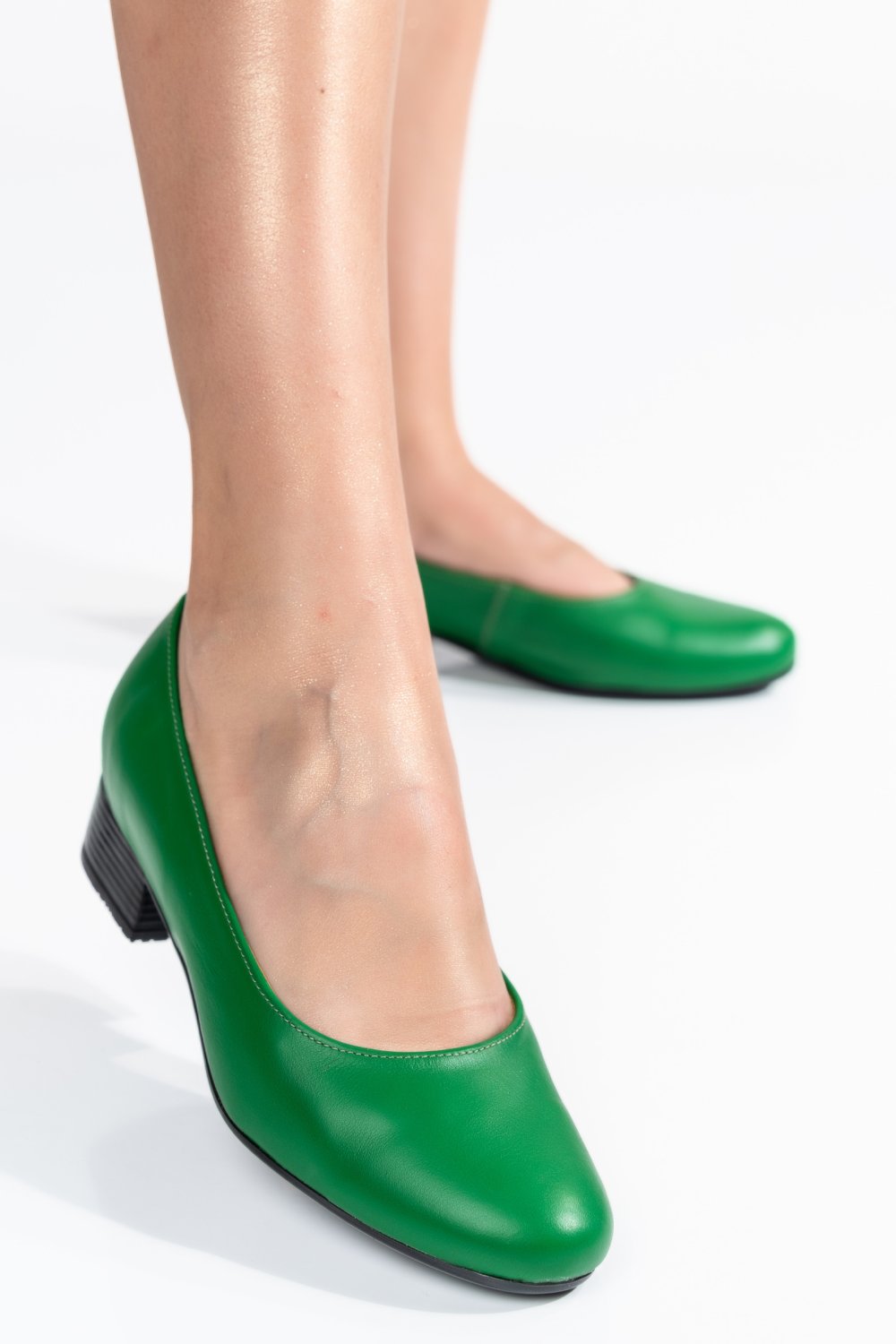 PANTOFI DAMA PIELE NATURALA VERZI TOC MIC 2S77040