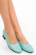 PANTOFI DAMA PIELE NATURALA TURQOISE TOC MIC 2S77040