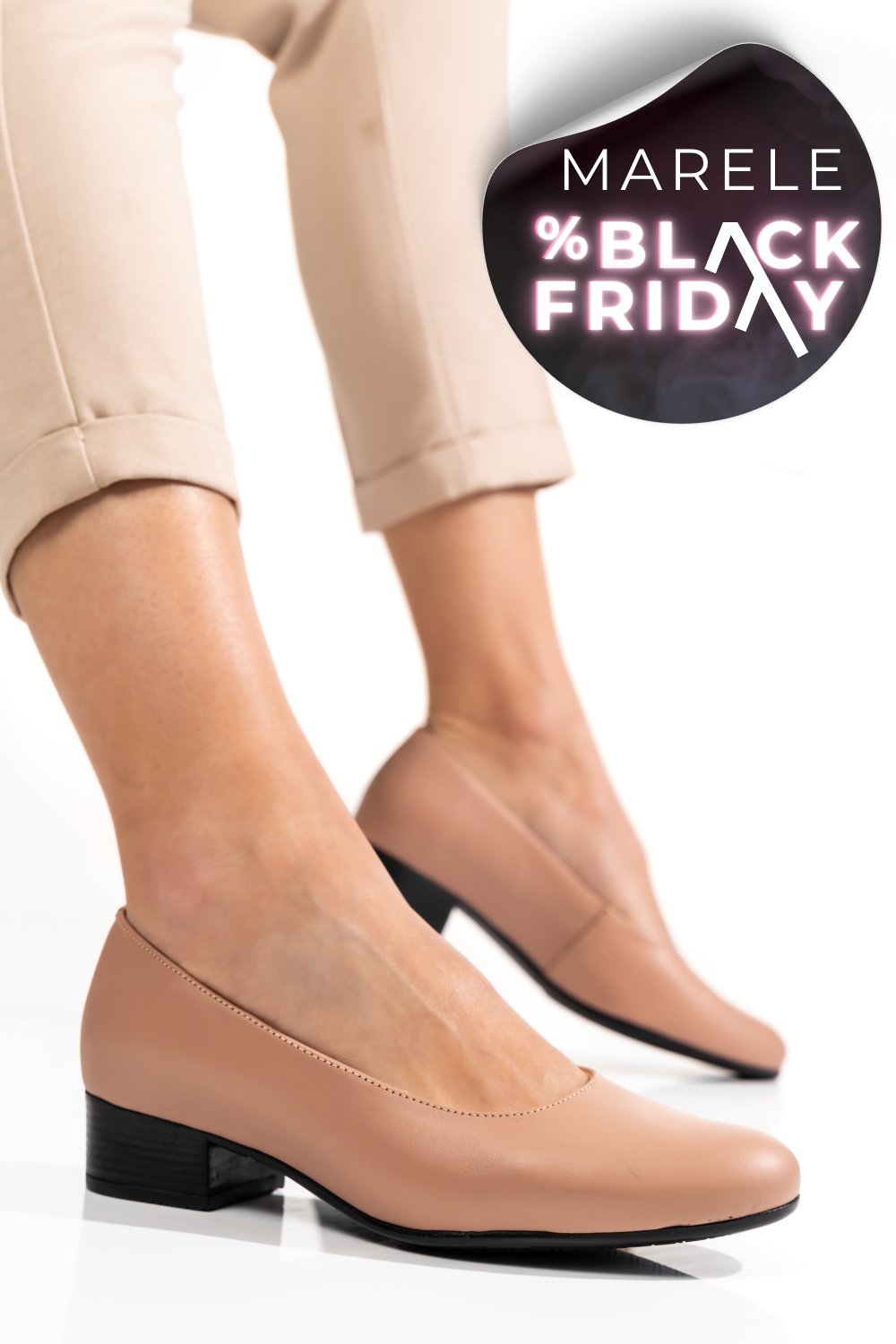 PANTOFI DAMA PIELE NATURALA NUDE TOC MIC 2S77040