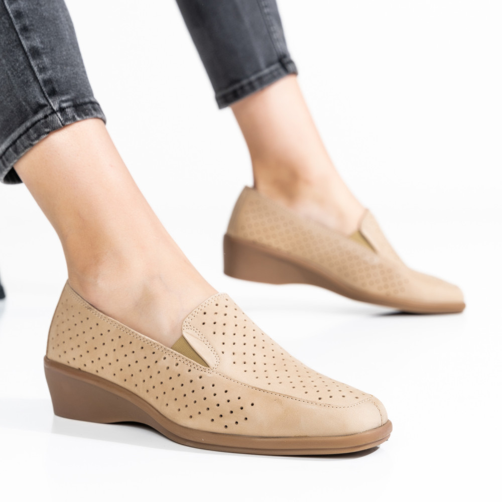 PANTOFI BEJ PIELE NATURALA LS77OLA1