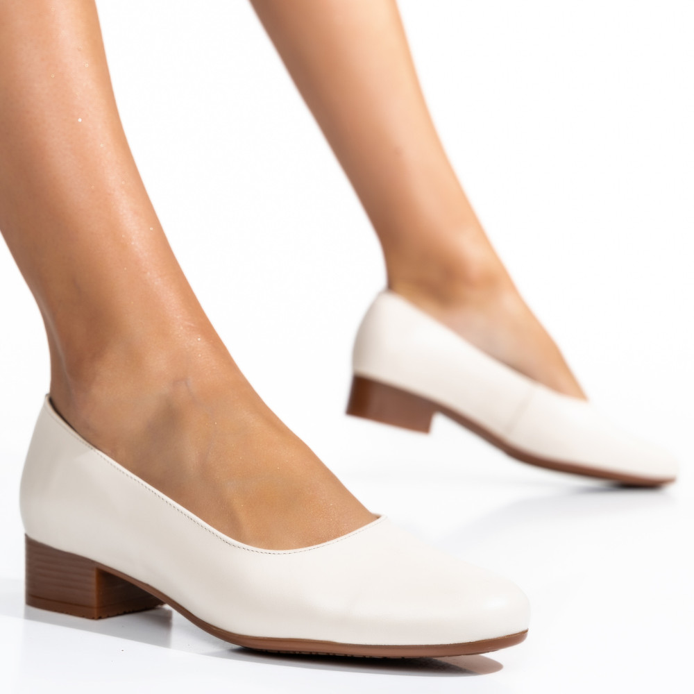 PANTOFI DAMA PIELE NATURALA BEJ TOC MIC 2S77040B