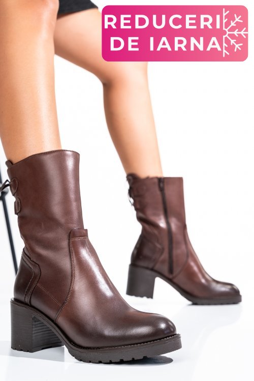 Cizme maro inchis piele naturala 1pc92802np