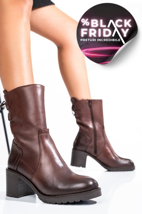 Cizme maro inchis piele naturala 1pc92802np