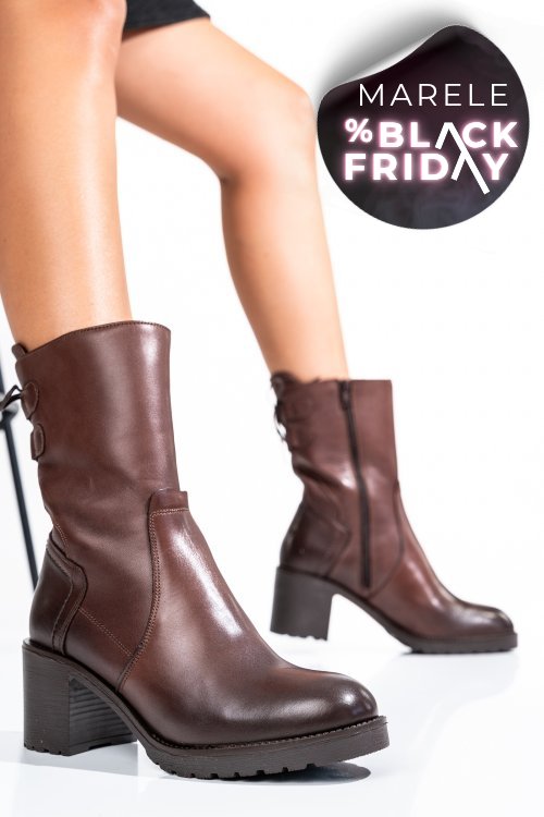 Cizme maro inchis piele naturala 1pc92802np