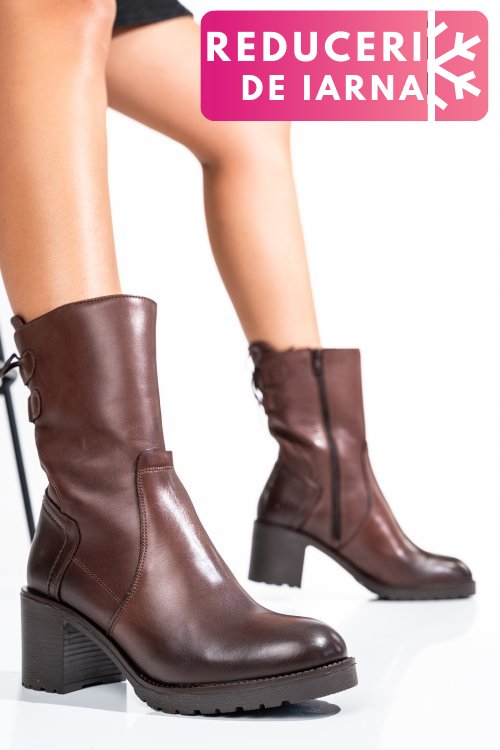 Cizme maro inchis piele naturala 1pc92802np