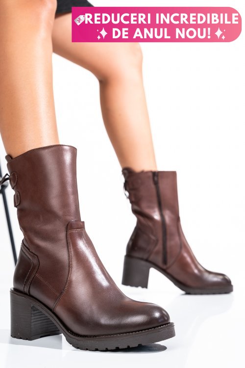 Cizme maro inchis piele naturala 1pc92802np
