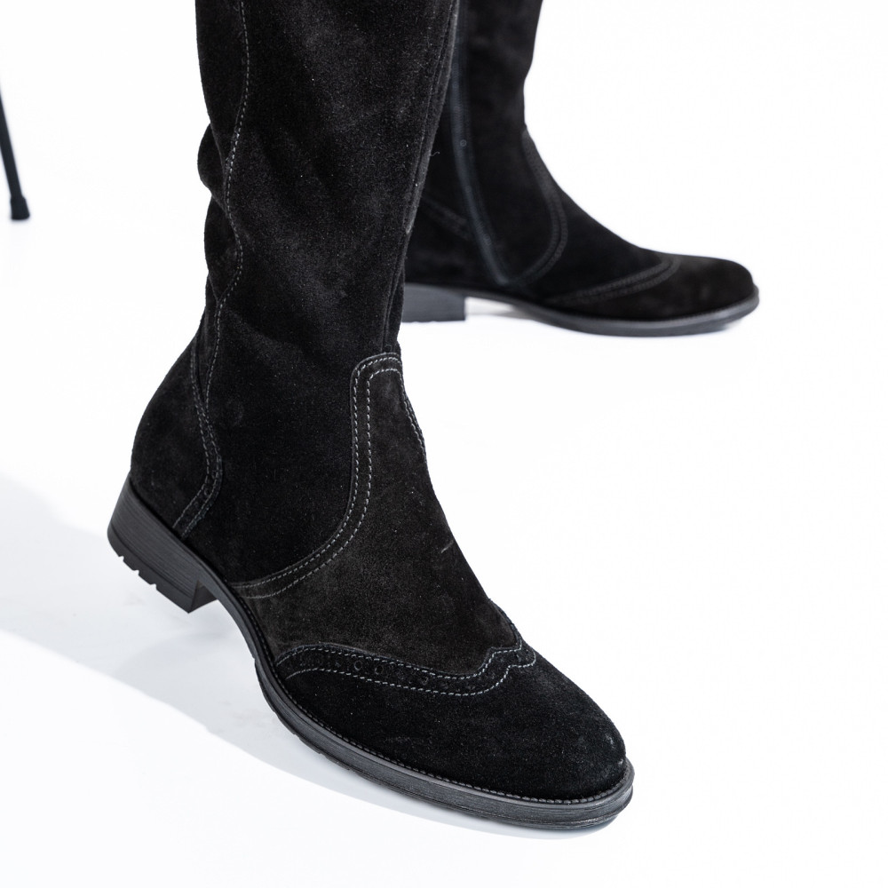 CIZME NEGRE PIELE NATURALA INTOARSA 6S77053