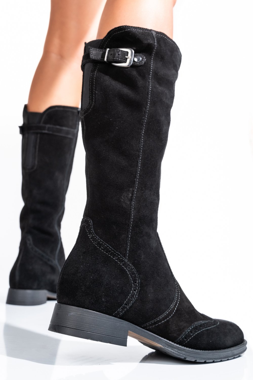 CIZME NEGRE PIELE NATURALA INTOARSA 6S77053