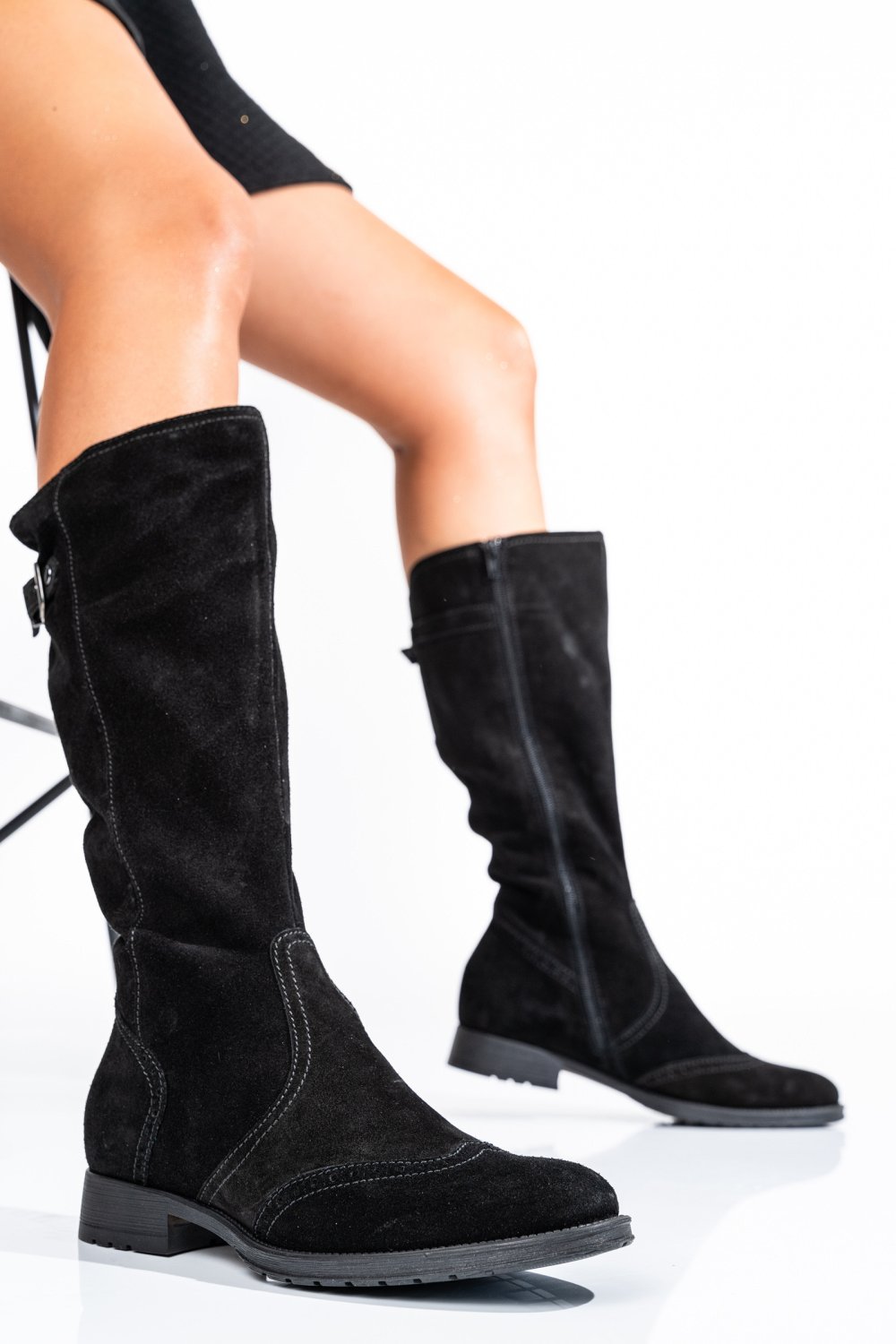 CIZME NEGRE PIELE NATURALA INTOARSA 6S77053